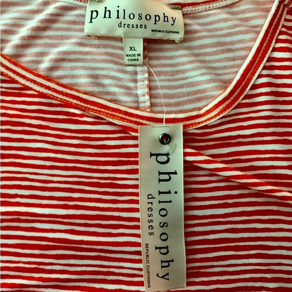 Philosophy Orange and White Striped Midi Dress - Picture 4 of 5